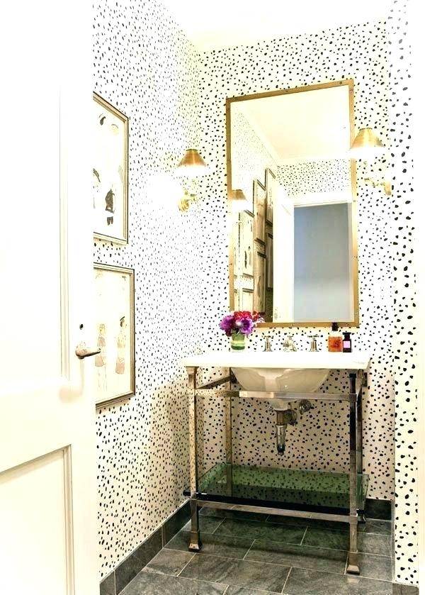 Bathroom Wallpaper Designs Wall Mural - Gold Powder Room Mirror - HD Wallpaper 