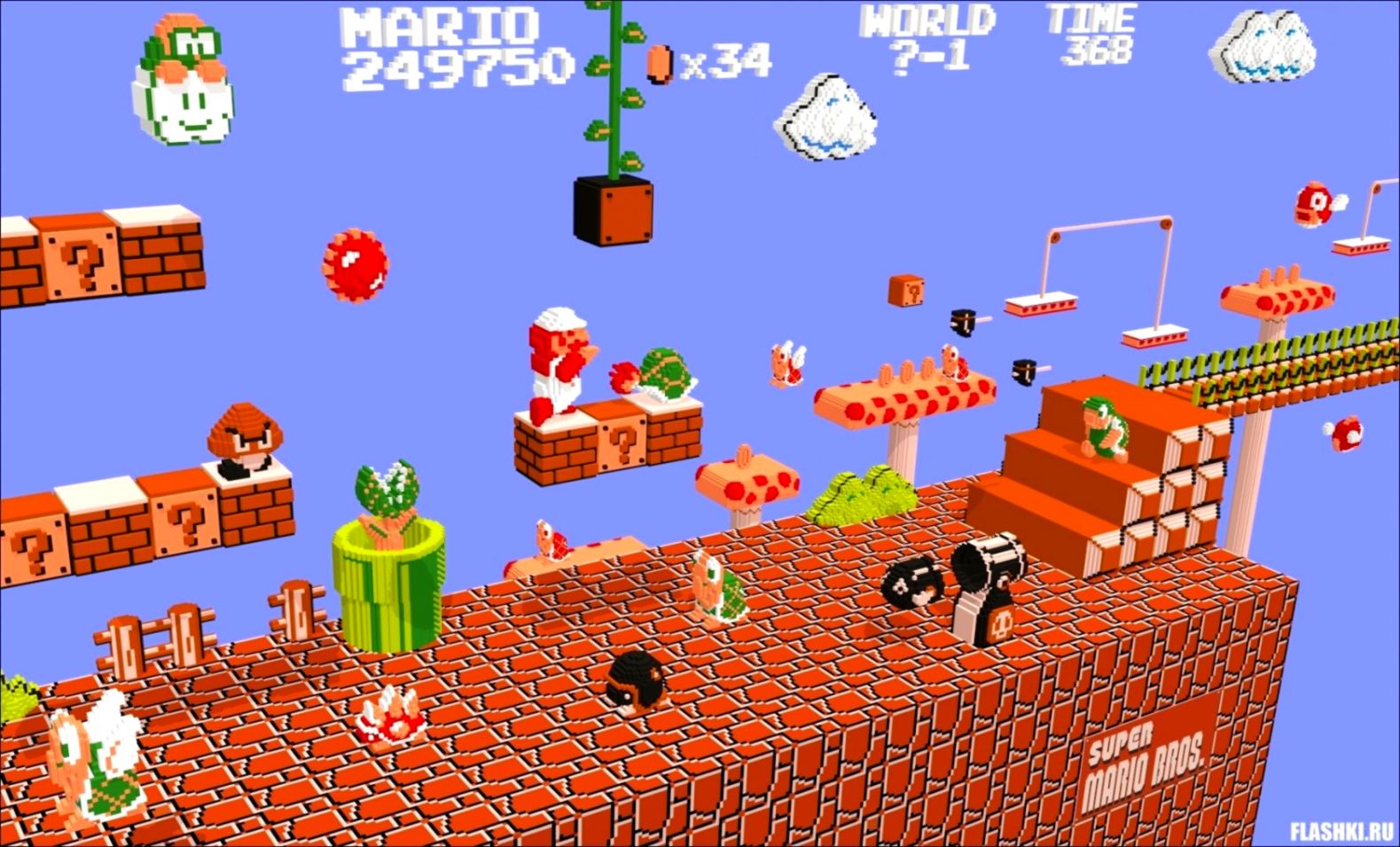 Super Mario Bros Wallpaper And Background Image Id - 3d 8 Bit Game - HD Wallpaper 