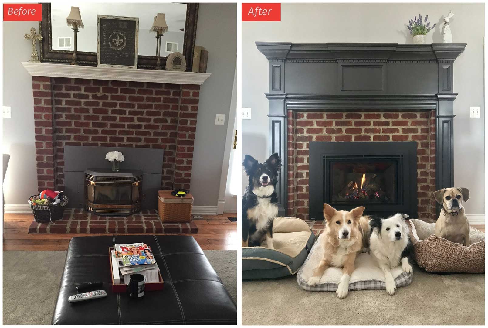 Before And After Painted Gas Fireplace - HD Wallpaper 