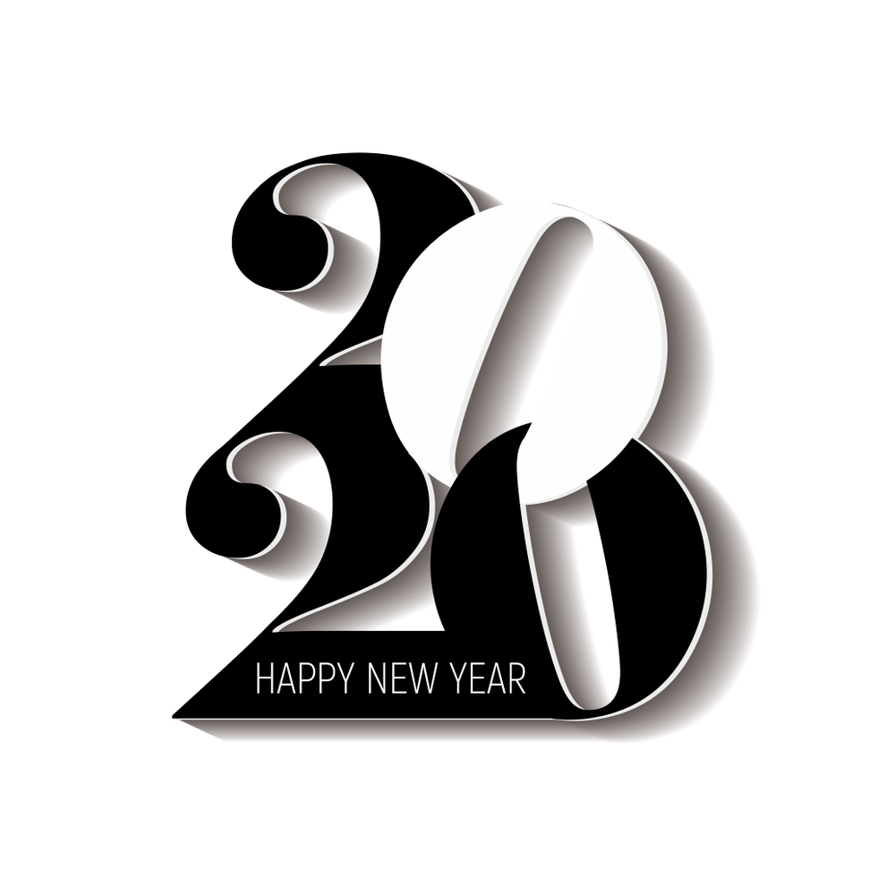 Black N White New Year 2020 Wallpaper Hd - 2020 Happy New Year White - HD Wallpaper 
