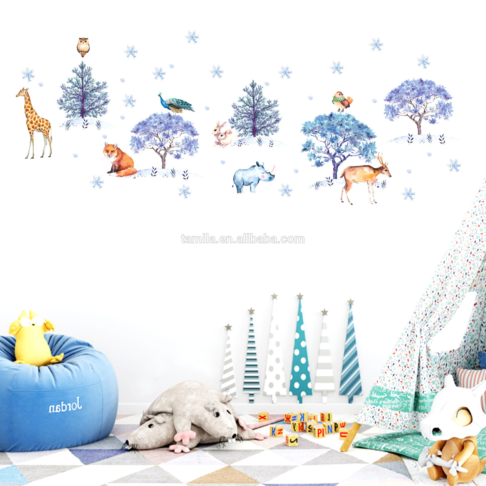 Kids Wall Sticker Printable Wall Murals Decals Snowflake - Hot Air Balloon Kids Room - HD Wallpaper 