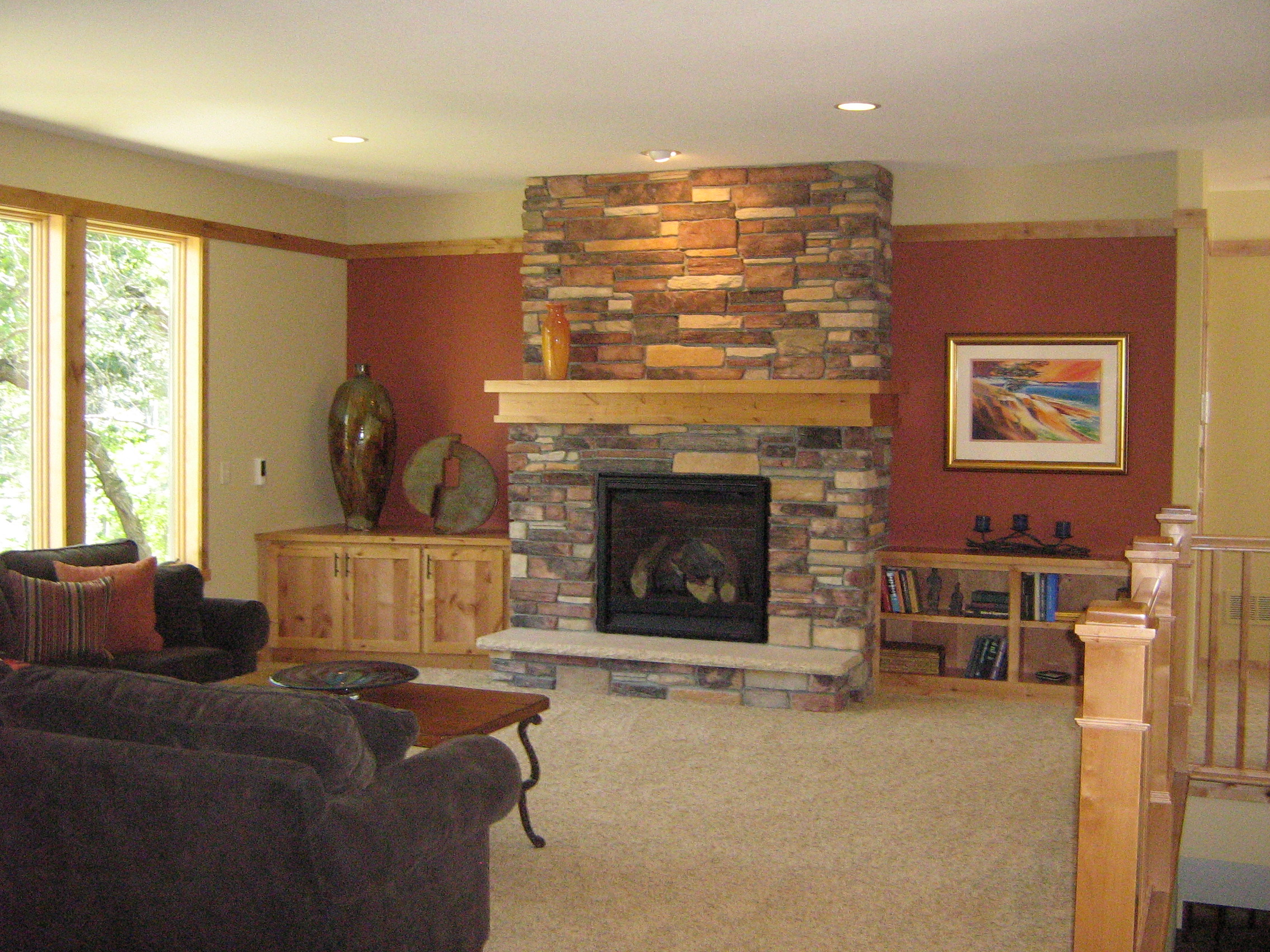 Stone Fireplace Accent Wall Color - HD Wallpaper 