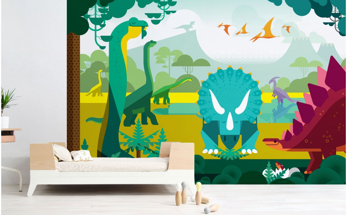 Dinosaurs Wallpaper For Kids Boy Room - E Dinosaure Fresque - HD Wallpaper 