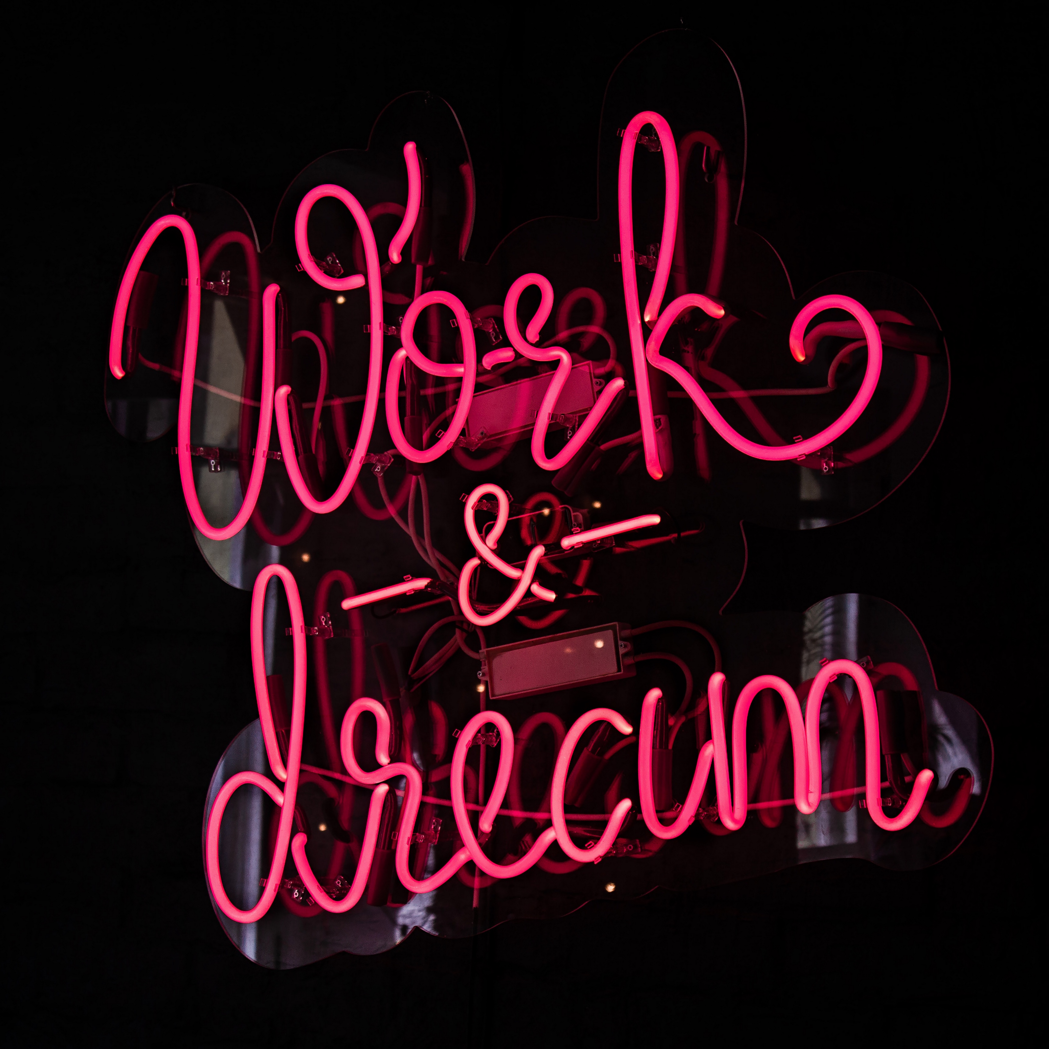 Wallpaper Work, Dream, Neon, Inscription, Lights - HD Wallpaper 