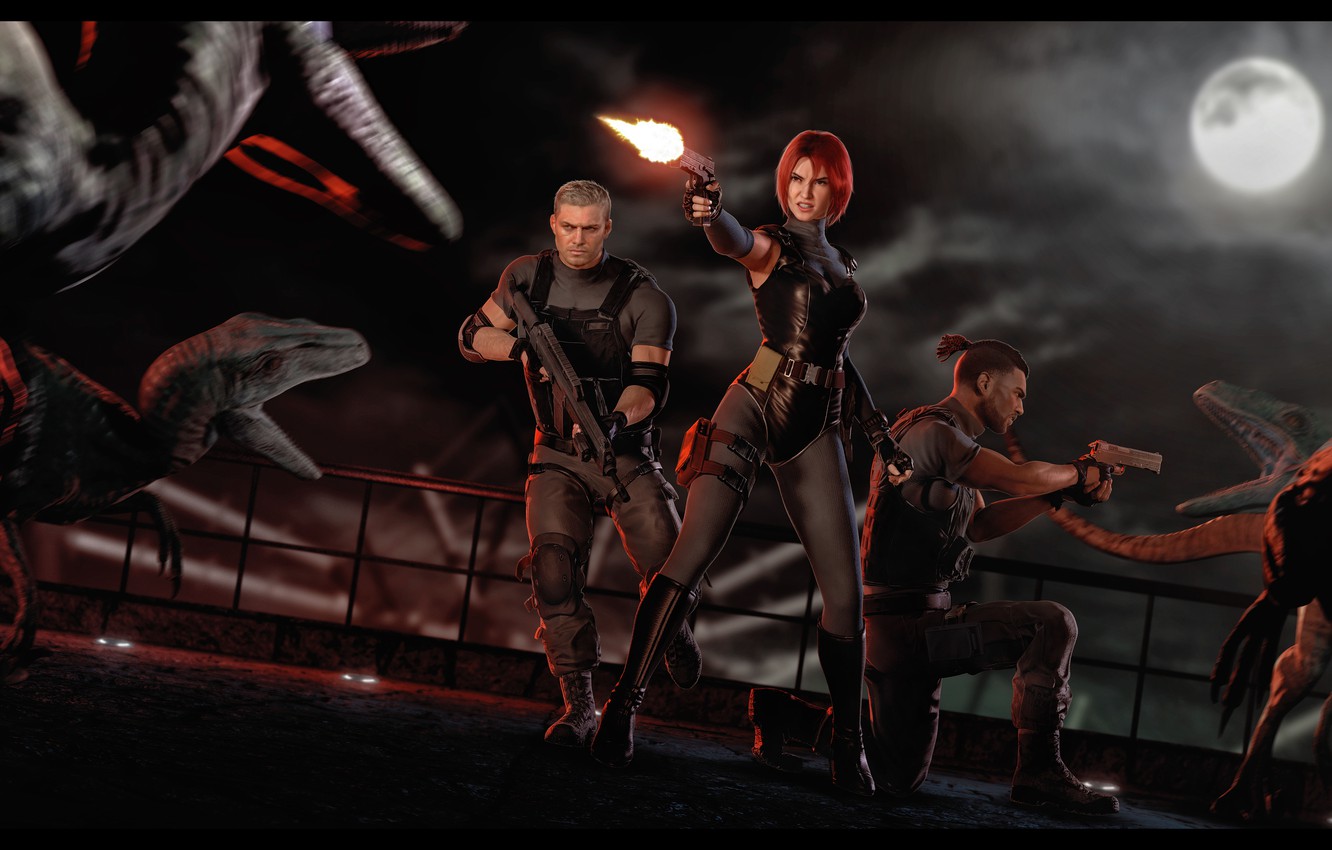 Photo Wallpaper Girl, Night, Weapons, Agent, Capcom, - Dino Crisis Regina Art - HD Wallpaper 