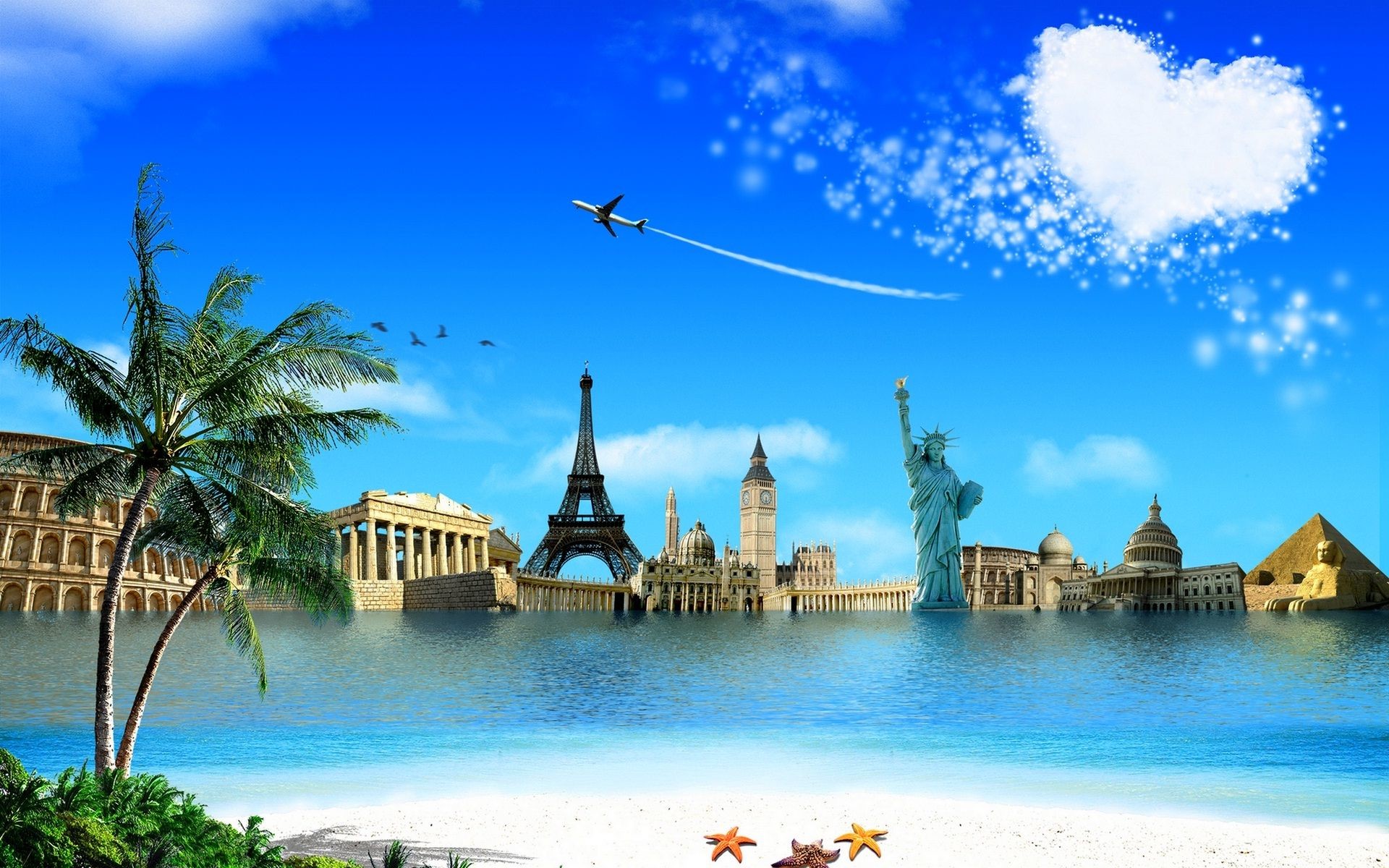 1920x1200, World All Wonders In One Wallpaper 
 Data - Seven Wonders Of The World Background - HD Wallpaper 