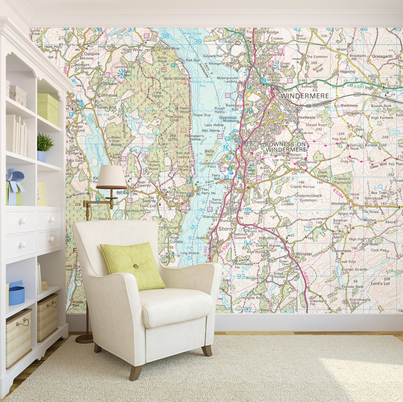 Ordnance Survey Wallpaper Map Of Lake Windemere - Ordnance Survey Map - HD Wallpaper 