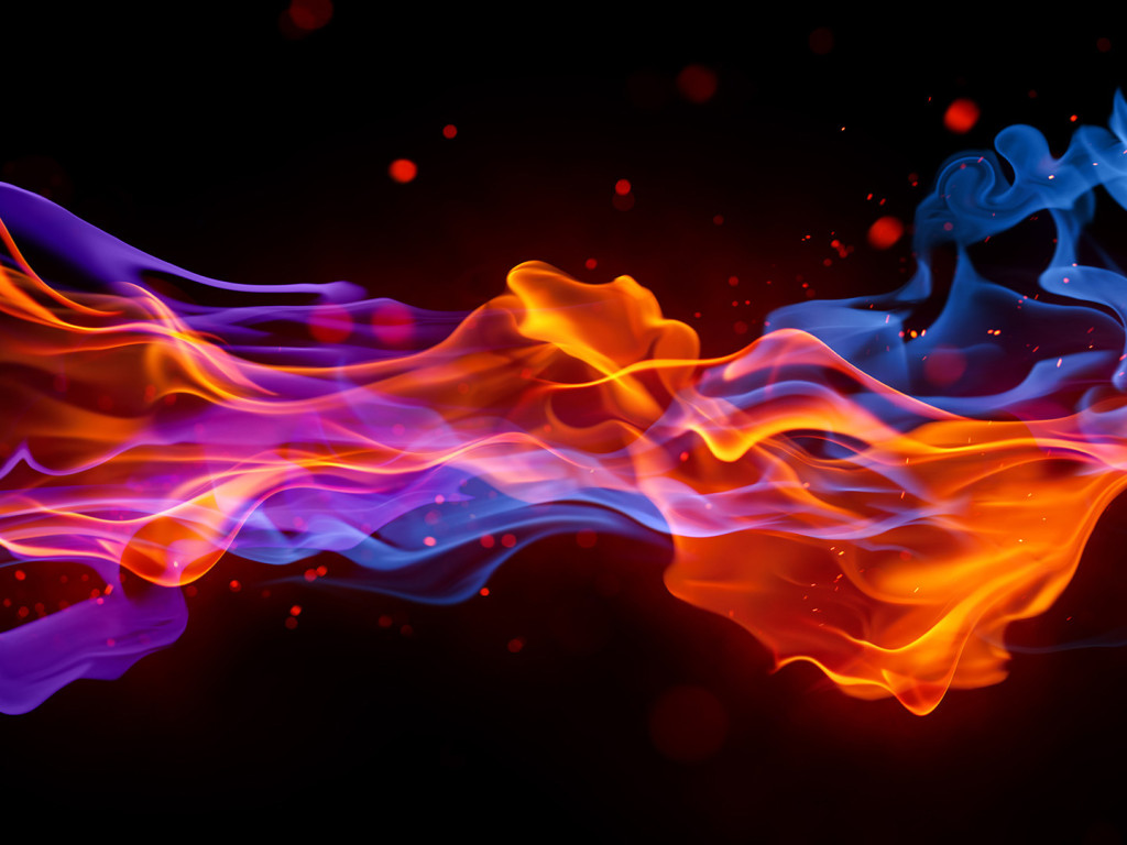Neon Blue And Red Fire - HD Wallpaper 