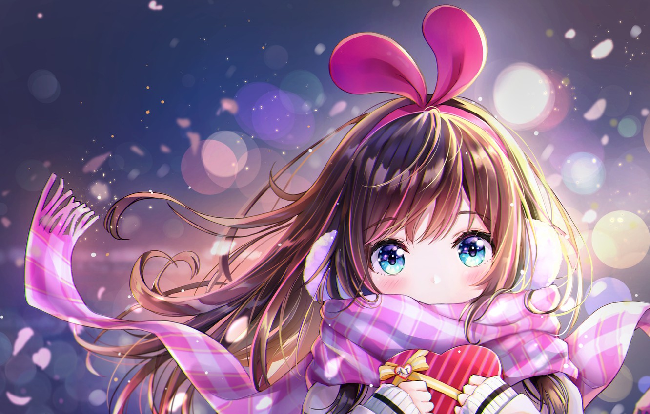 Photo Wallpaper Girl, Scarf, Box, A - HD Wallpaper 