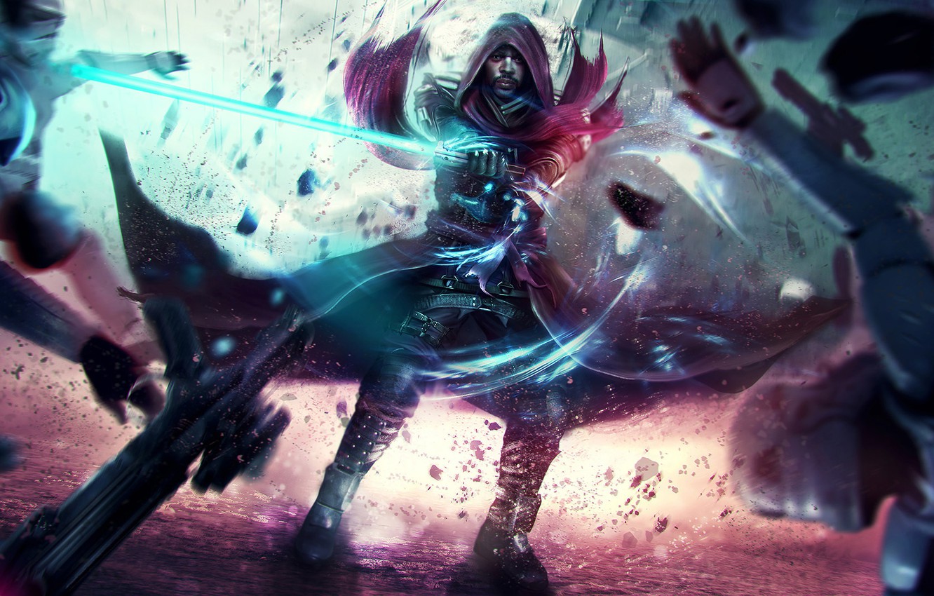 Photo Wallpaper Power, Star Wars, Jedi, Stormtroopers, - Star Wars Jedi Fanart - HD Wallpaper 