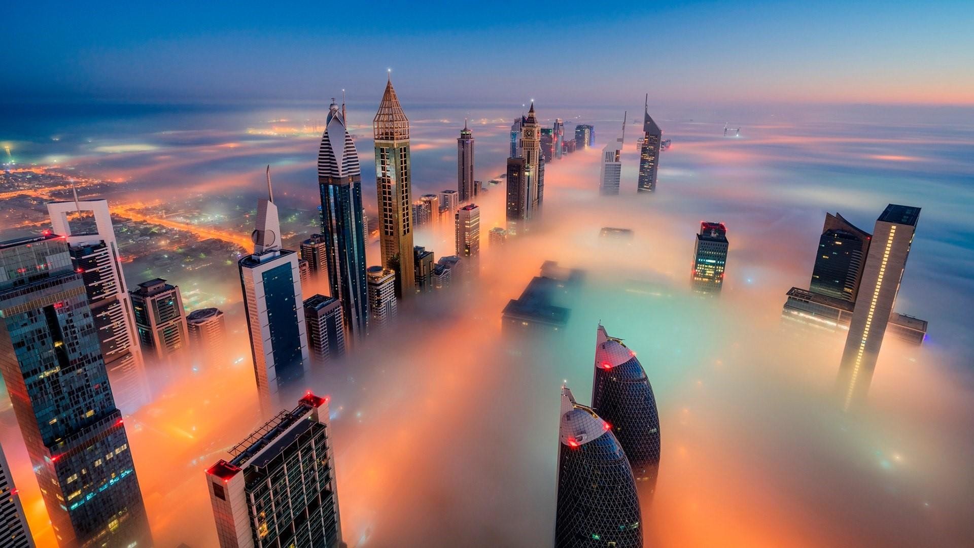 1920x1080, Dubai Skyline In The Fog Wallpaper - Dubai Skyline - HD Wallpaper 