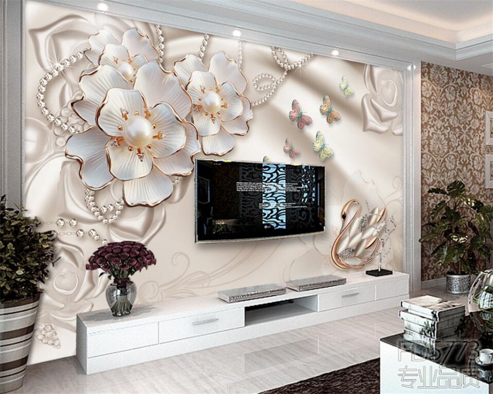 Living Room Wallpaper 3d Design - HD Wallpaper 