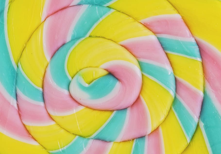 Yellow, Pink, And Green Spiral Slime, Confection, Lollipop, - HD Wallpaper 