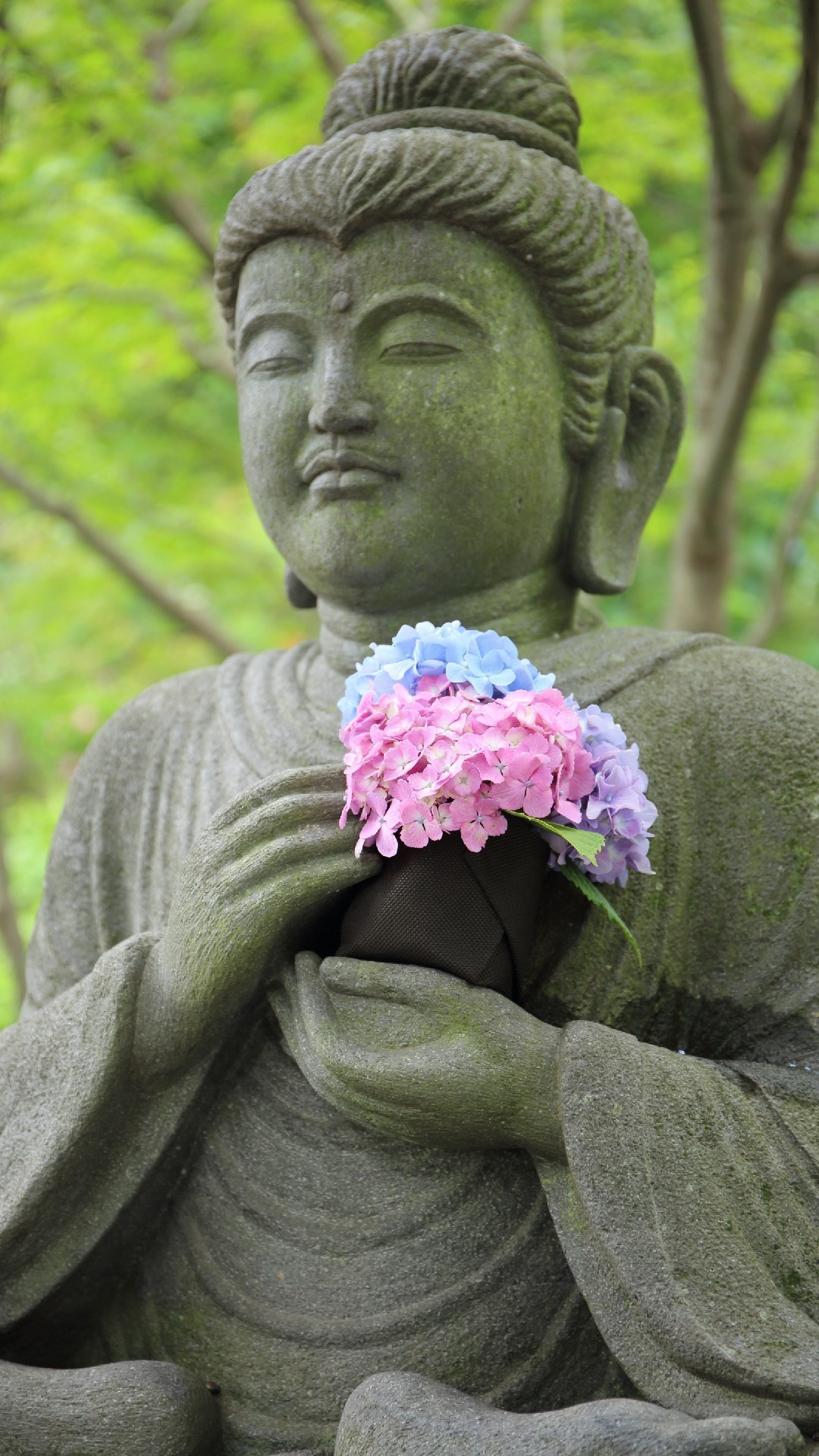 1080x1920, Buddha With Flowers Phone Wallpaper Lockscreen - Wallpaper - HD Wallpaper 