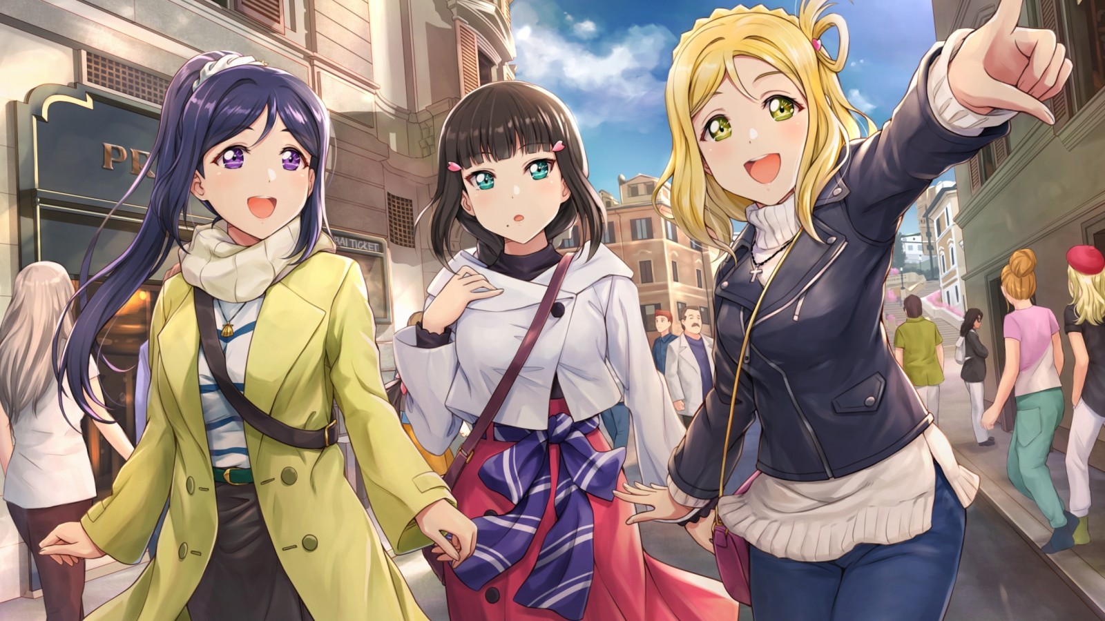 Kurosawa Dia, Ohara Mari, Matsuura Kanan, Friends, - Mari Dia And Kanan - HD Wallpaper 