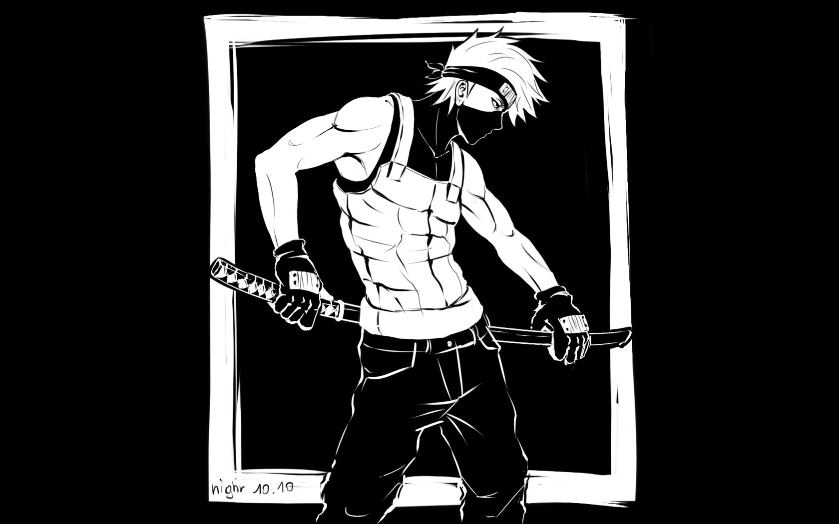 Hd Wallpapers For Guys - Black And White Naruto - HD Wallpaper 