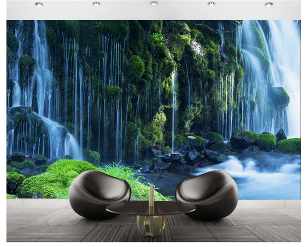 3d Wallpaper Forest Waterfall - HD Wallpaper 