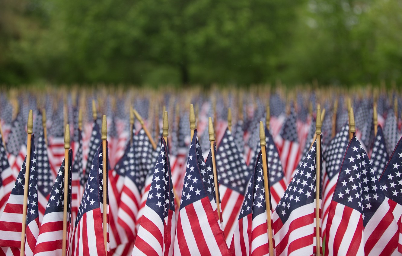 Photo Wallpaper Macro, Flags, Memorial Day - Memorial Day Wallpaper Desktop - HD Wallpaper 