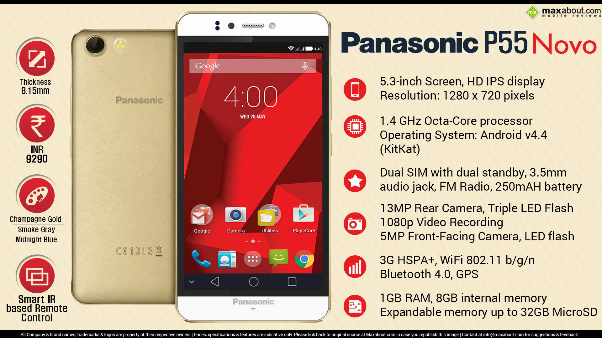 Mobile Phone Infographics Image - Panasonic P55 Novo 4g 3gb Ram - HD Wallpaper 