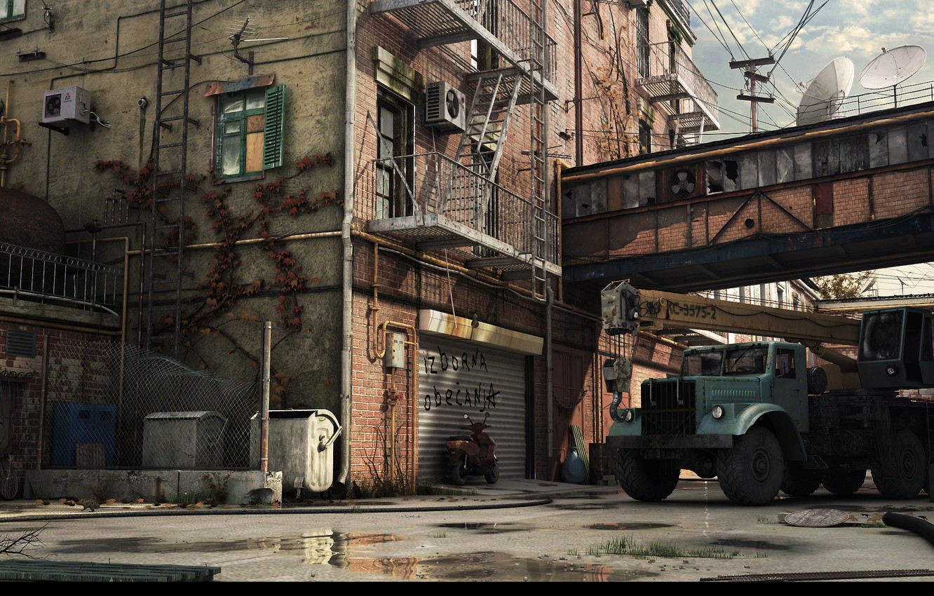 Photo Wallpaper Transport, Yard, Puddles, Car, Truck - Humvee - HD Wallpaper 