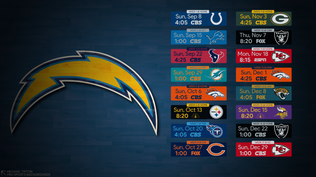 2019 Nfl Los Angeles Chargers Desktop Hardwood Schedule - Los Angeles Chargers Schedule - HD Wallpaper 