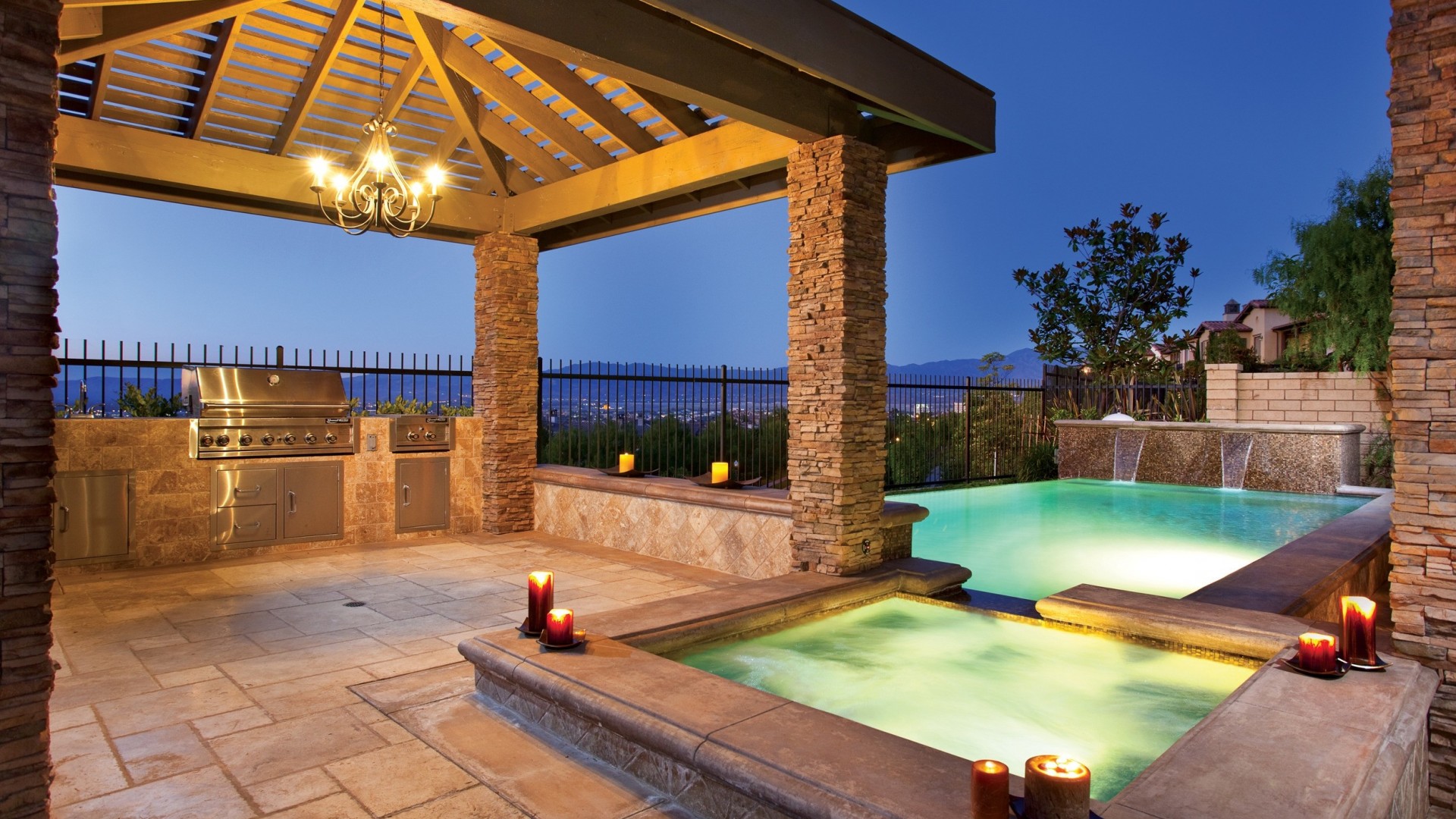 Nice Home Pool Area - HD Wallpaper 