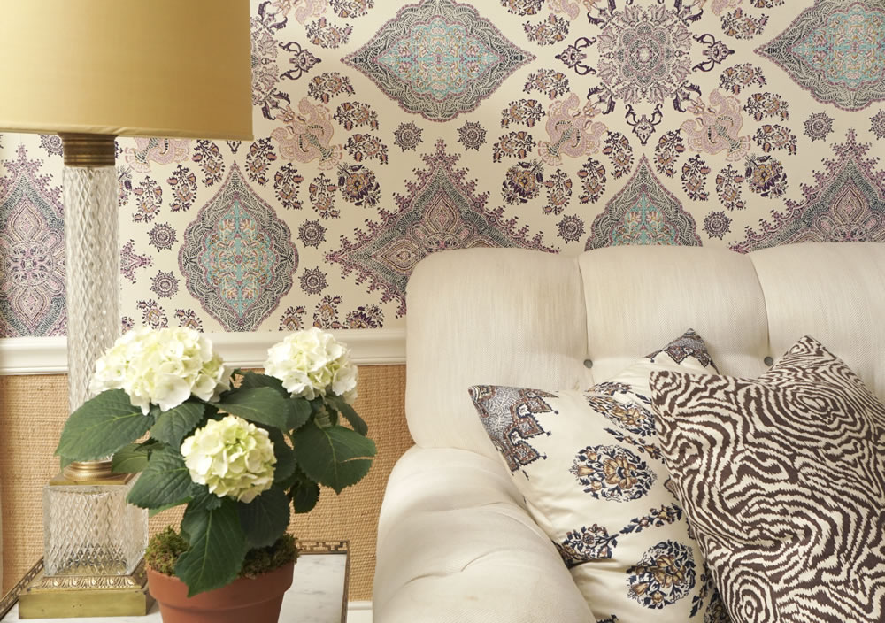 Home Couture Isfahan Wallpaper With Persepolis And - Quadrille Persepolis Fabric - HD Wallpaper 