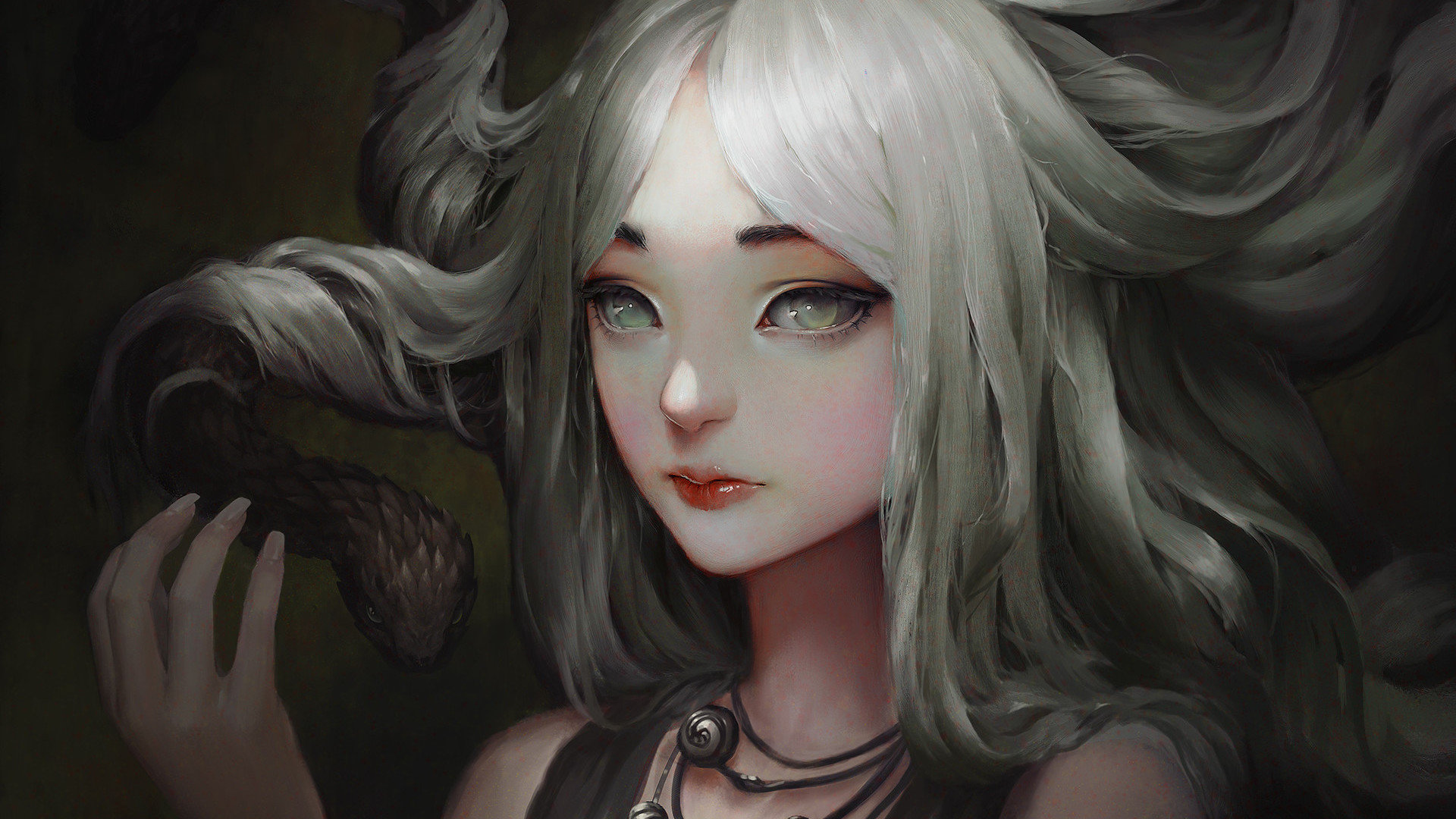 High Resolution Medusa Hd 1080p Wallpaper Id - Dark Queen With White Hair - HD Wallpaper 