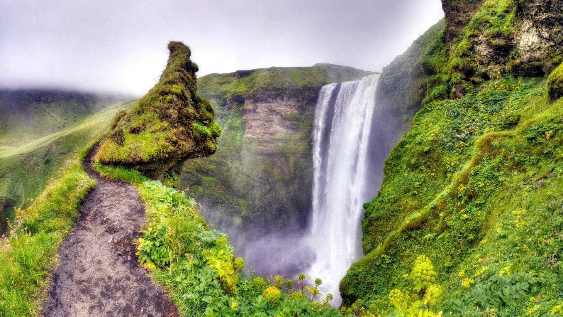 1920x1080, Beautiful Waterfall Wallpaper Wallpaper - Skógafoss - HD Wallpaper 
