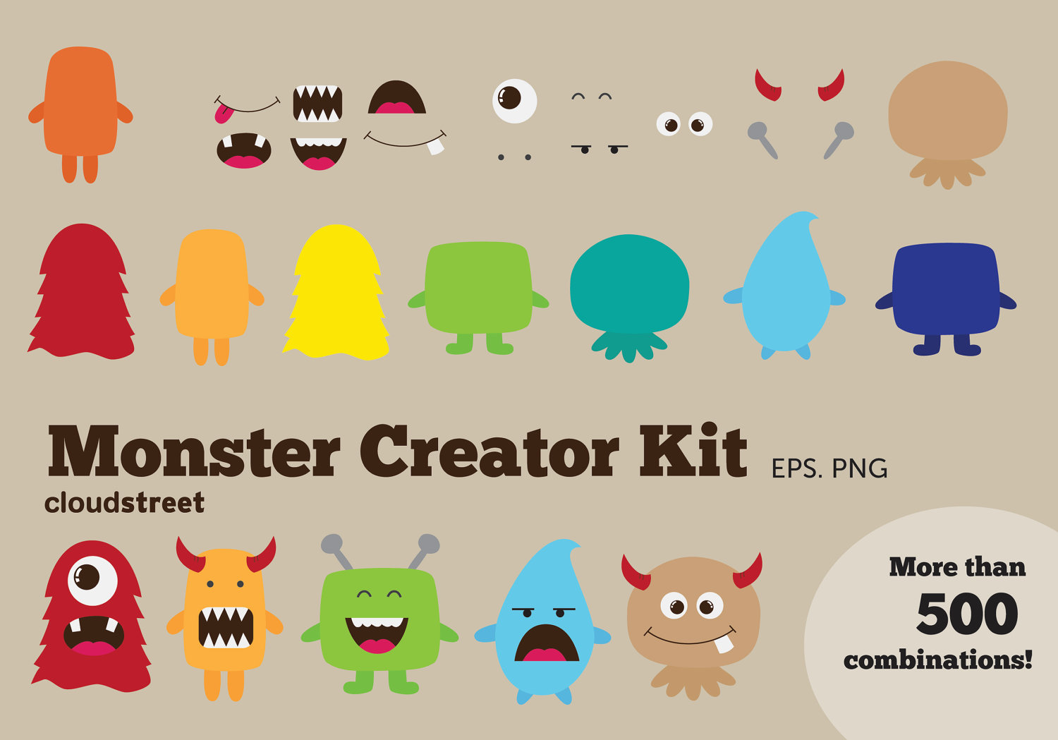 Creator - Clipart - Build A Monster Kit - HD Wallpaper 