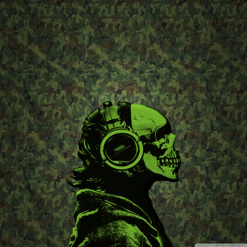 Skull With Headphones - HD Wallpaper 