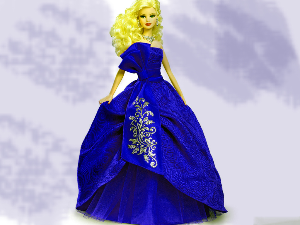 Attractive Barbie Doll Beautiful Hd Wallpaper Download - Beautiful Barbie Doll In Blue Dress - HD Wallpaper 