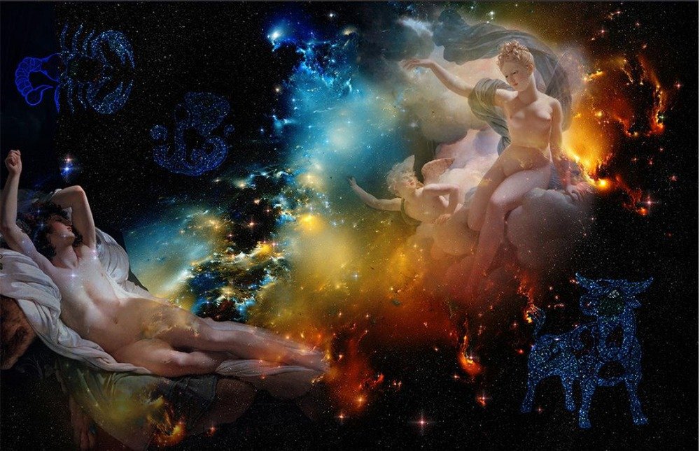 Yellow And Blue Space - HD Wallpaper 