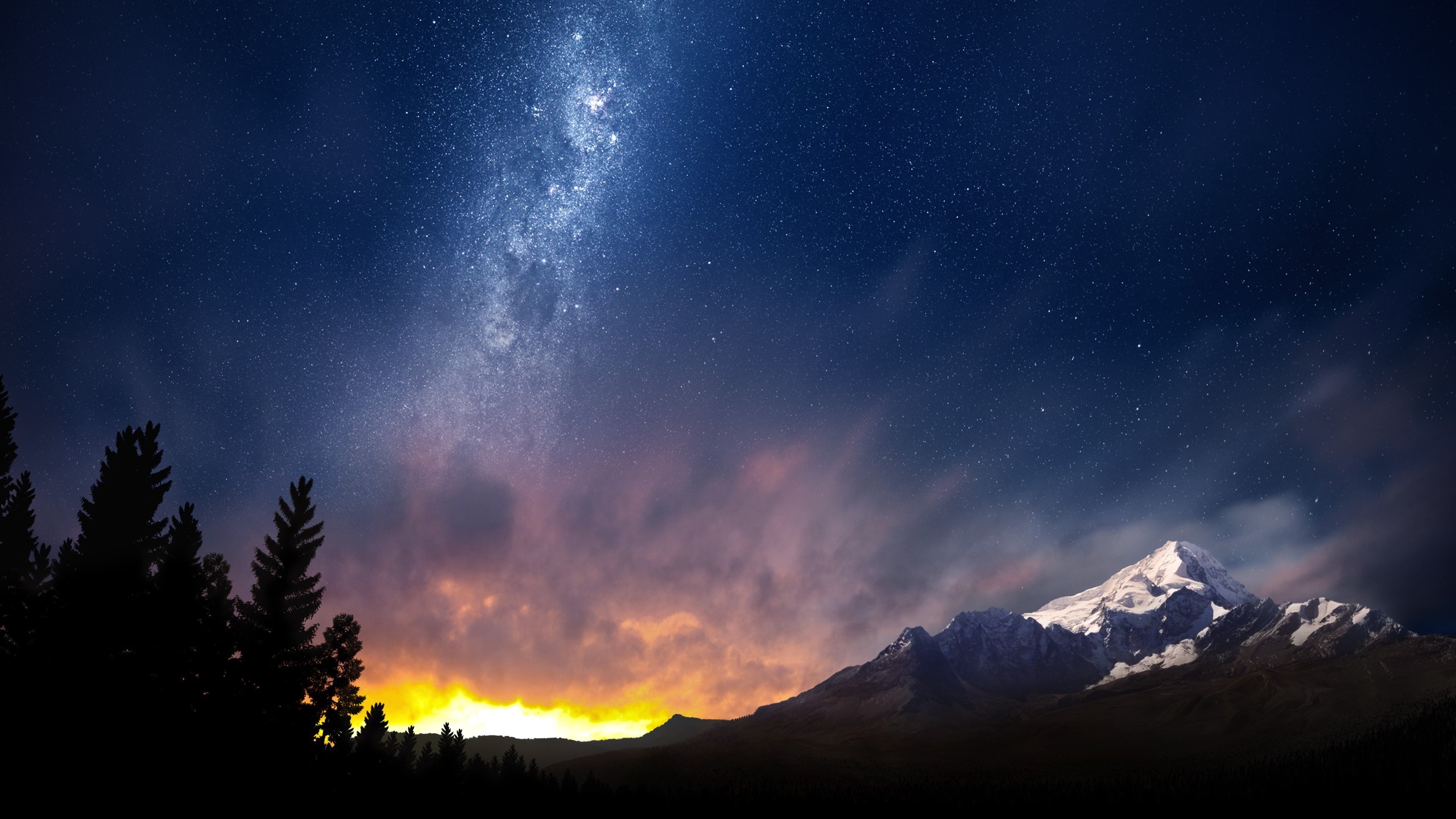Sun Set Stars Landscapes - HD Wallpaper 
