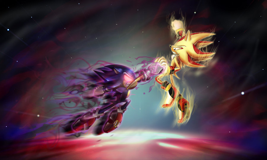 Light Vs Dark - Imágenes De Dark Sonic Versus Shadow - HD Wallpaper 