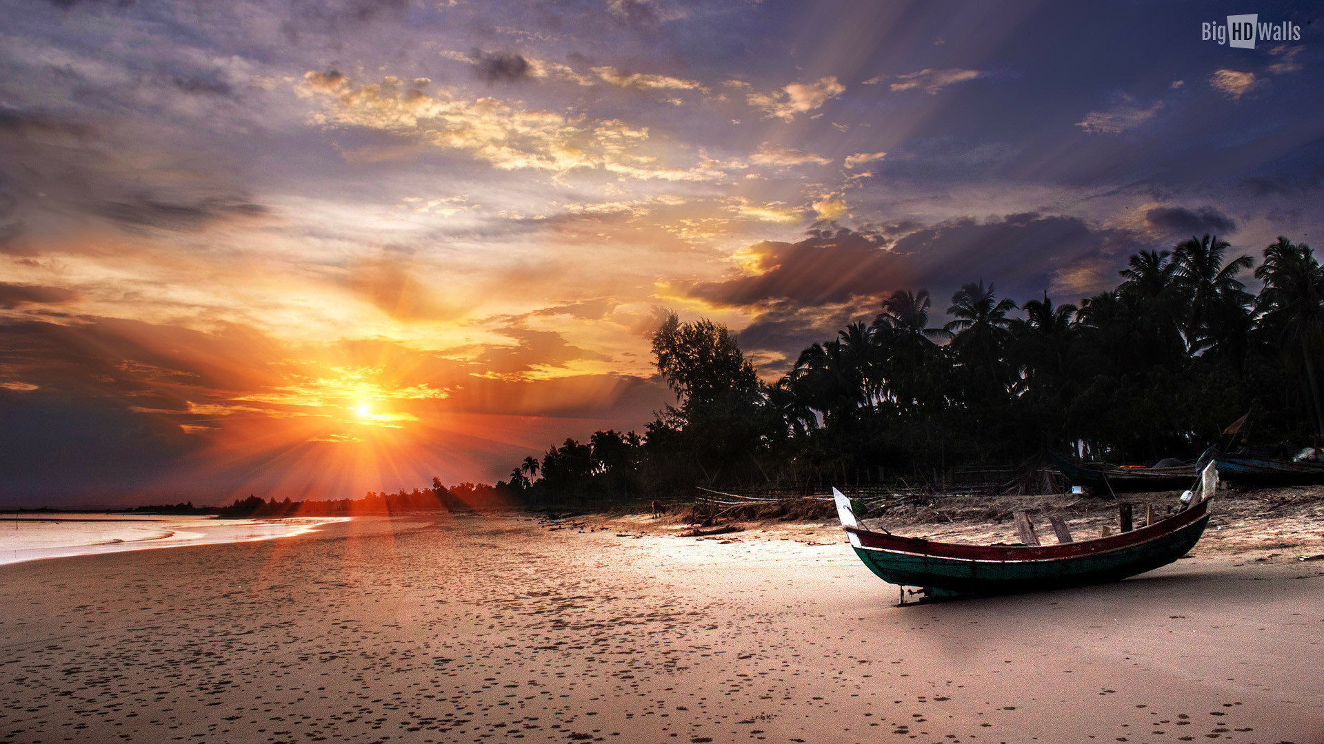 1920x1080, Sunrise Torpical Beach Wallpaper004 
 Data - Deserted Sunset - HD Wallpaper 