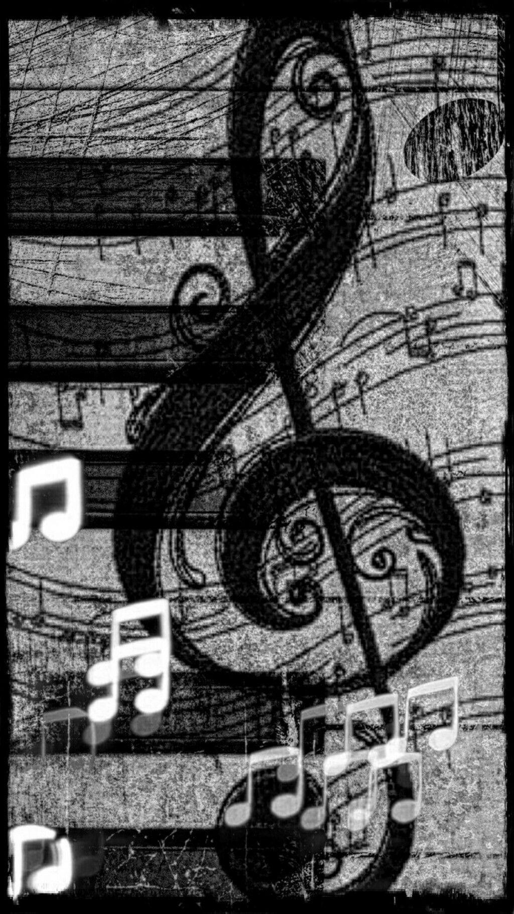 Music Notes Wallpaper In Black And White - HD Wallpaper 