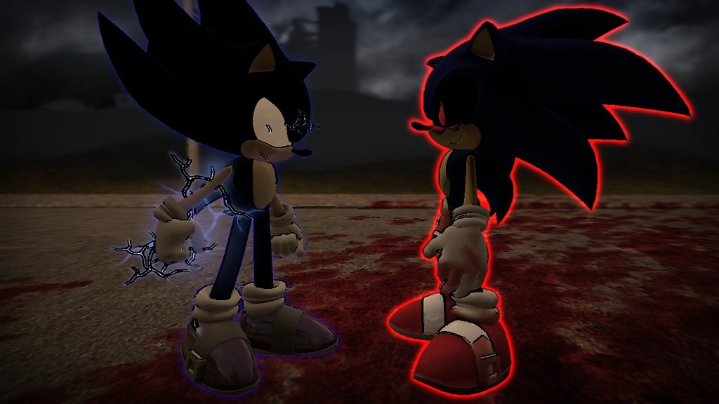 Exe Vs Dark Sonic - Sonic Dark Vs Sonic Exe - HD Wallpaper 