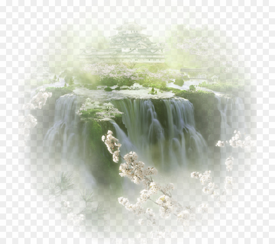 Nature Hd Gif Edytka1754 Png Desktop Wallpaper Clipart - Houses On Waterfalls - HD Wallpaper 