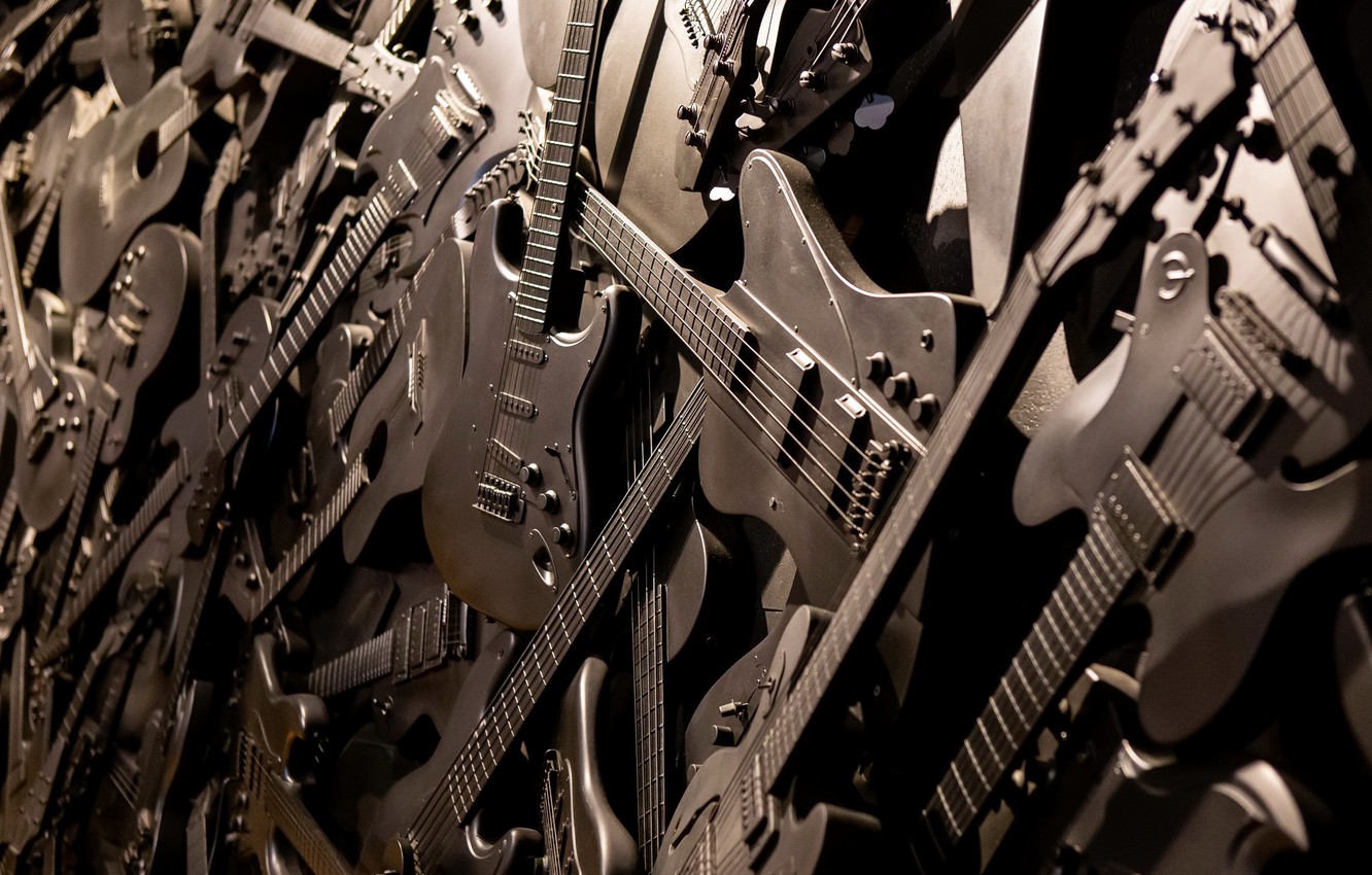 Photo Wallpaper Music, Background, Color, Guitar - Monochrome - HD Wallpaper 