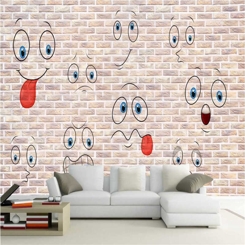 Embossed Wallpaper Cute Smiley Face Fashion Hand Painted - Mural Cartoon Beach Painting - HD Wallpaper 