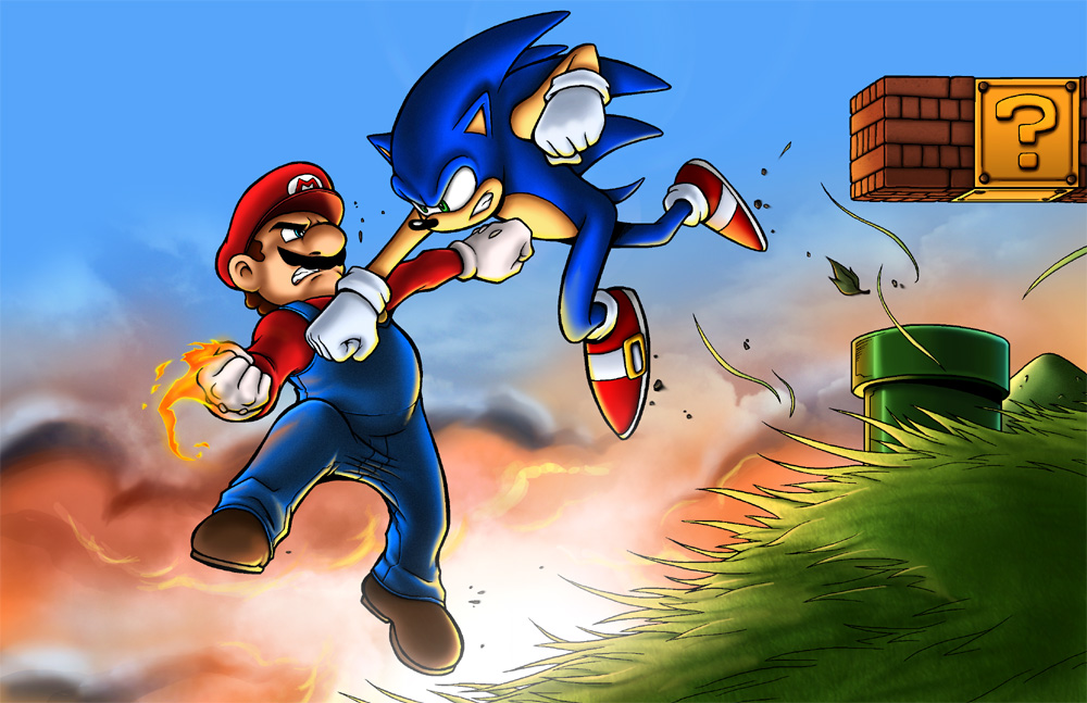 Mario Vs Sonic - HD Wallpaper 