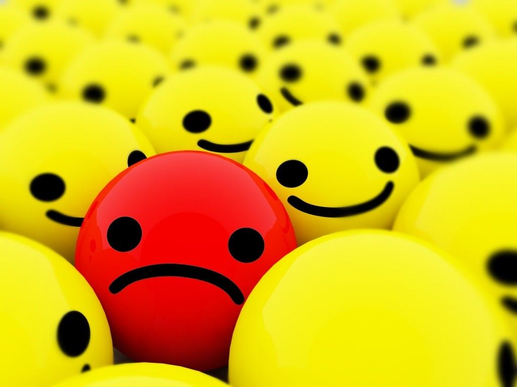 Sad Face In Happy Faces - HD Wallpaper 