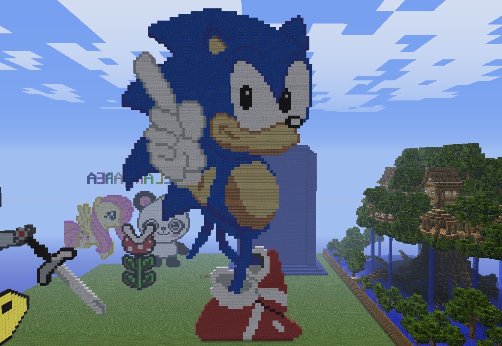 Popular Minecraft Sonic Pixel Art - HD Wallpaper 