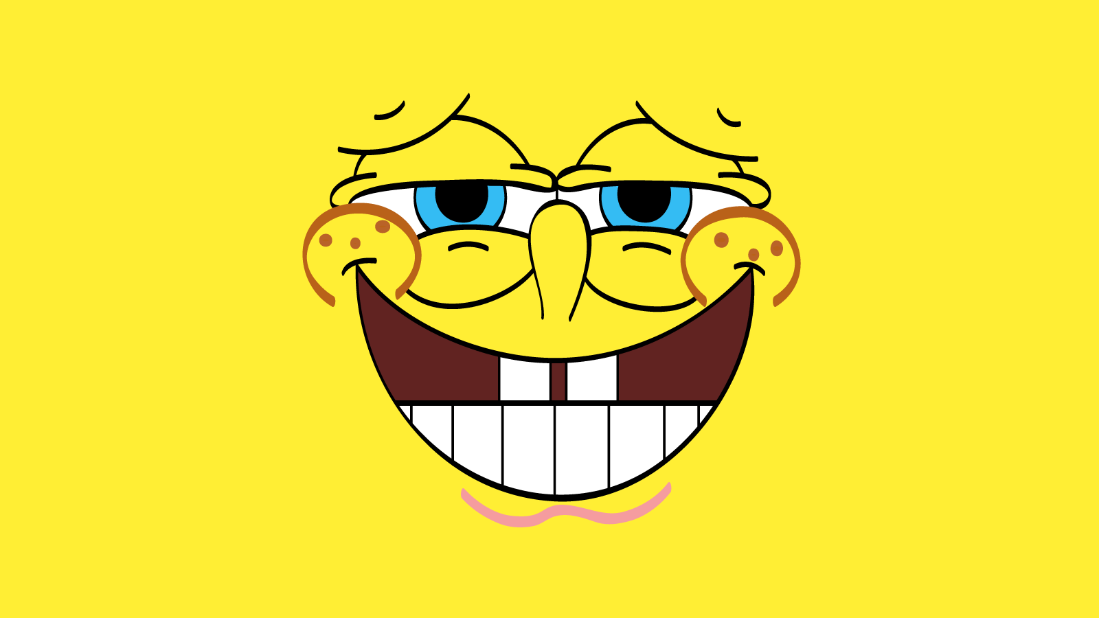 Funny Cartoon Faces 18 Wide Wallpaper - Spongebob Face - HD Wallpaper 