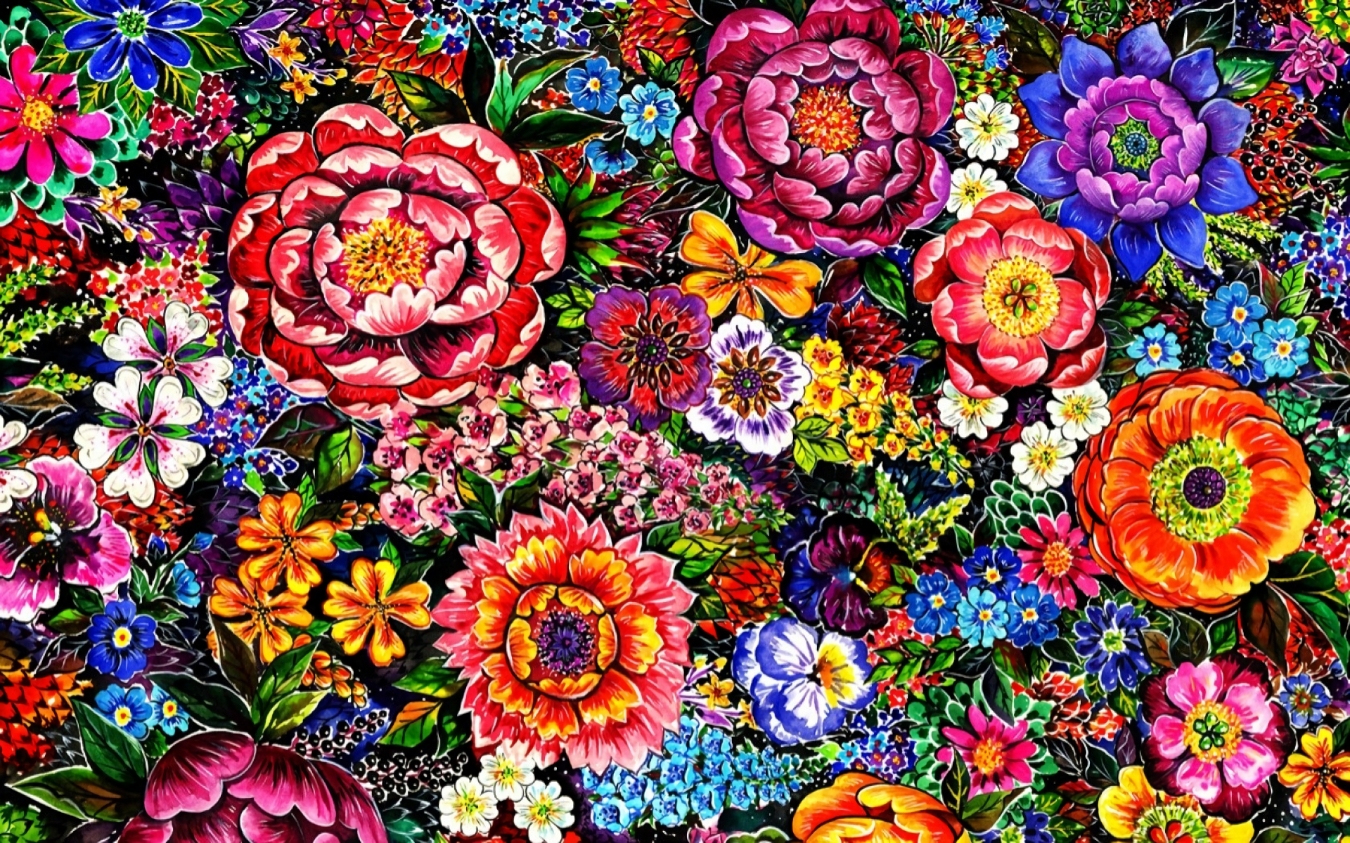 Flower Painting Wallpaper Hd - HD Wallpaper 