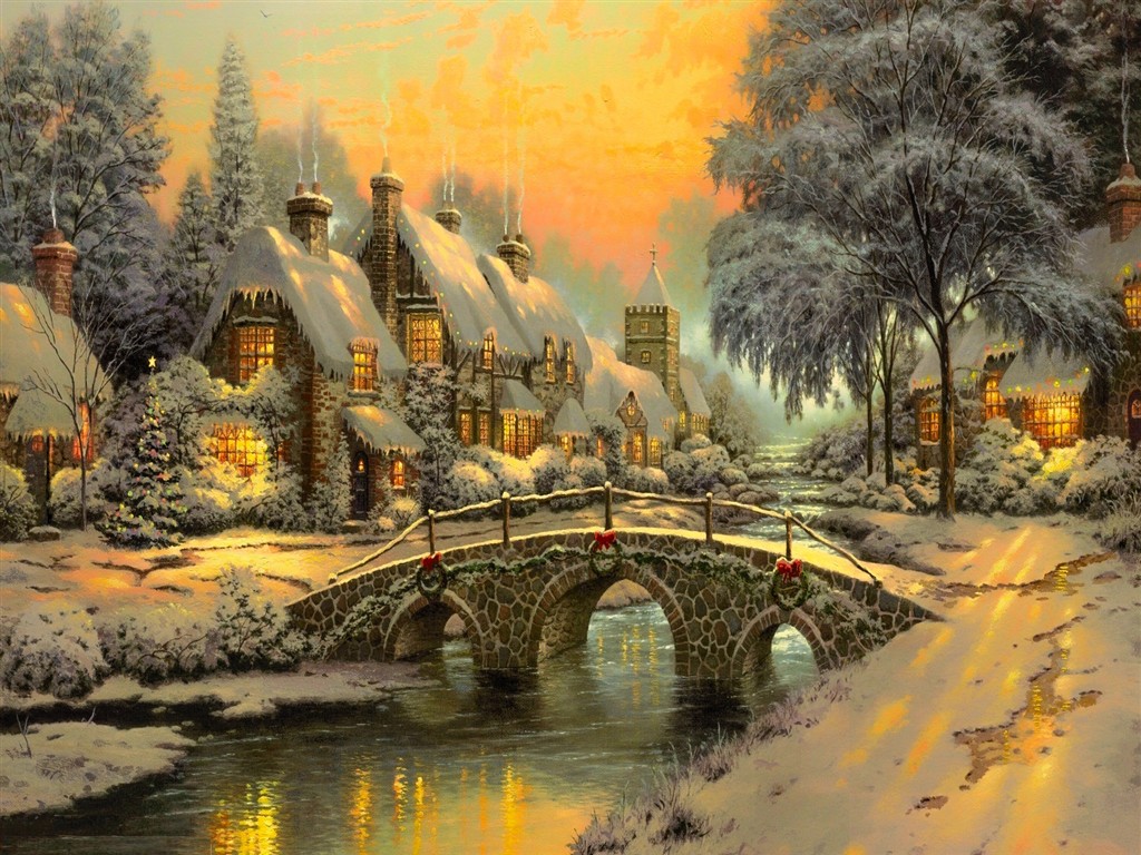 Christmas Paintings On Rocks Walls - Best Painting Wallpaper Hd - HD Wallpaper 