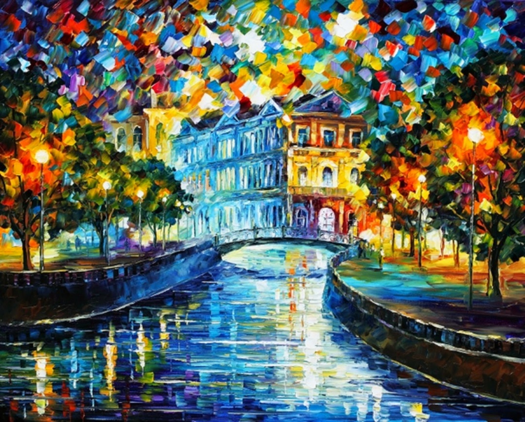 3d Painting Wallpapers Backgrounds Images - River At Night Painting - HD Wallpaper 