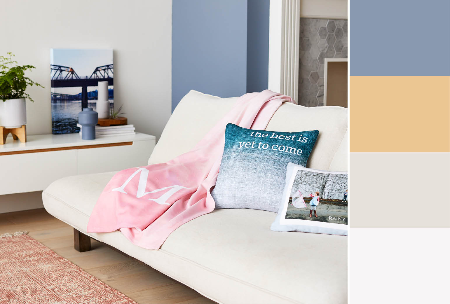 Soft Blue Living Room - Bedroom Wall Colour Matching - HD Wallpaper 