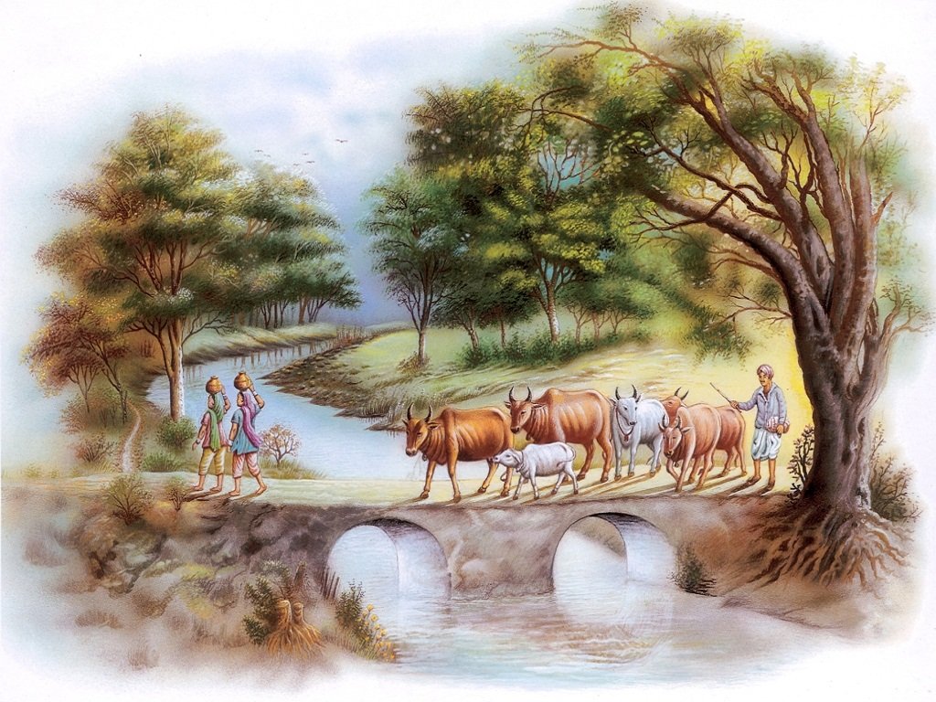 Village Wall Painting - Village Painting Images Hd - HD Wallpaper 